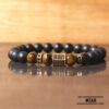 Natural Tiger Eye & Onyx With Zircon Bracele
