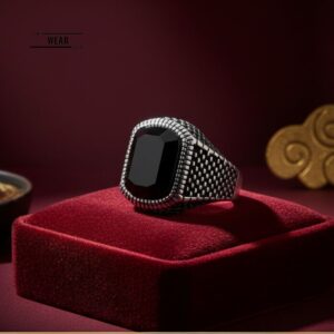Black Stone Ring – Adjustable